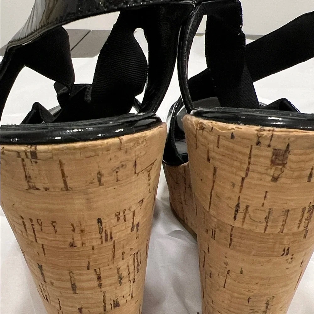Fendi Black Patent Leather Wedges